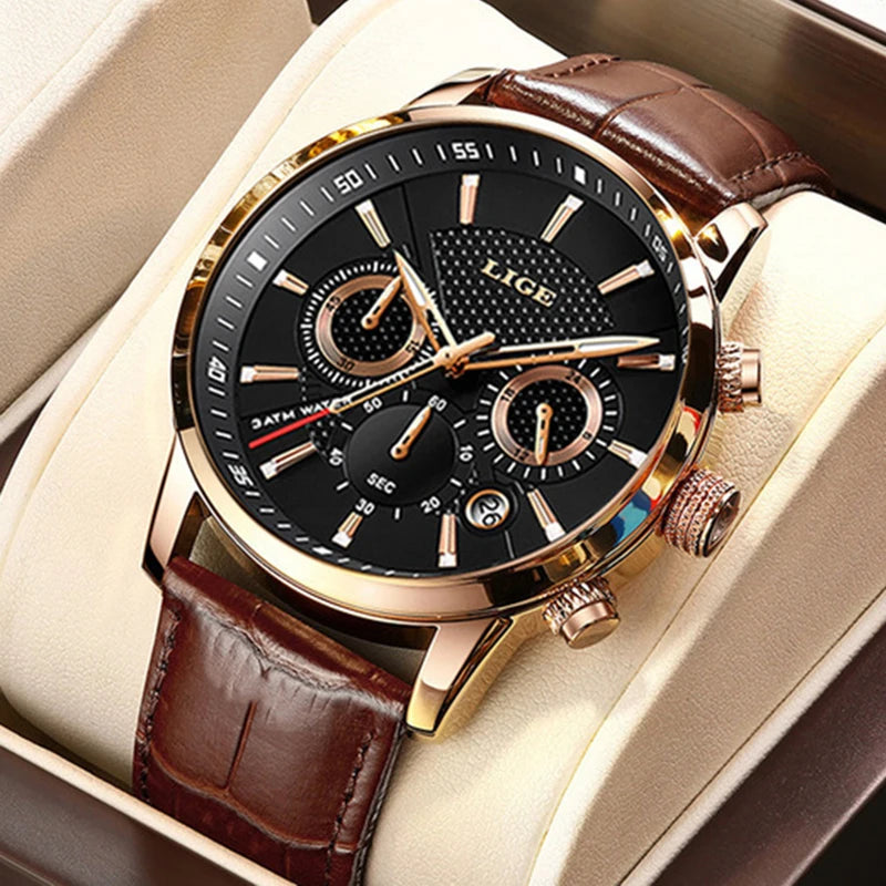 LIGE Luxury Men's Watch +BOX