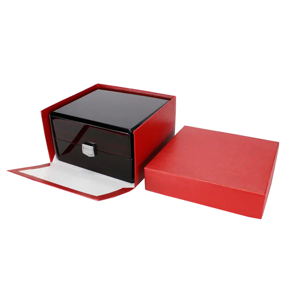 High-Gloss Wooden Single Watch Box – Luxury Lacquer Finish with Leather Cushion