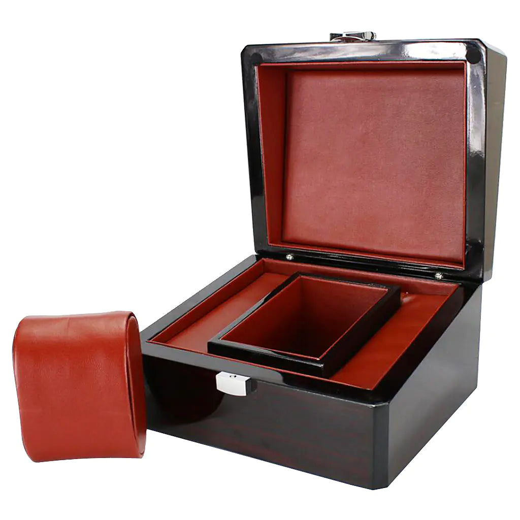 High-Gloss Wooden Single Watch Box – Luxury Lacquer Finish with Leather Cushion