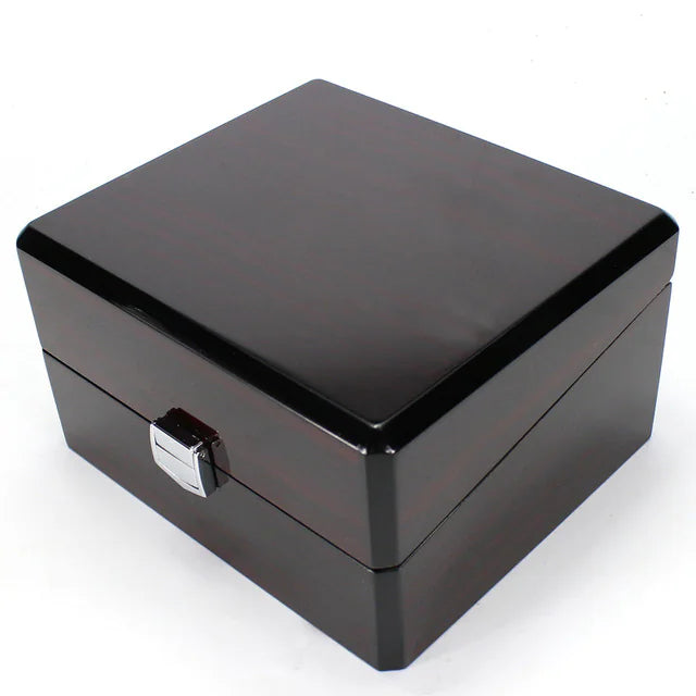 High-Gloss Wooden Single Watch Box – Luxury Lacquer Finish with Leather Cushion