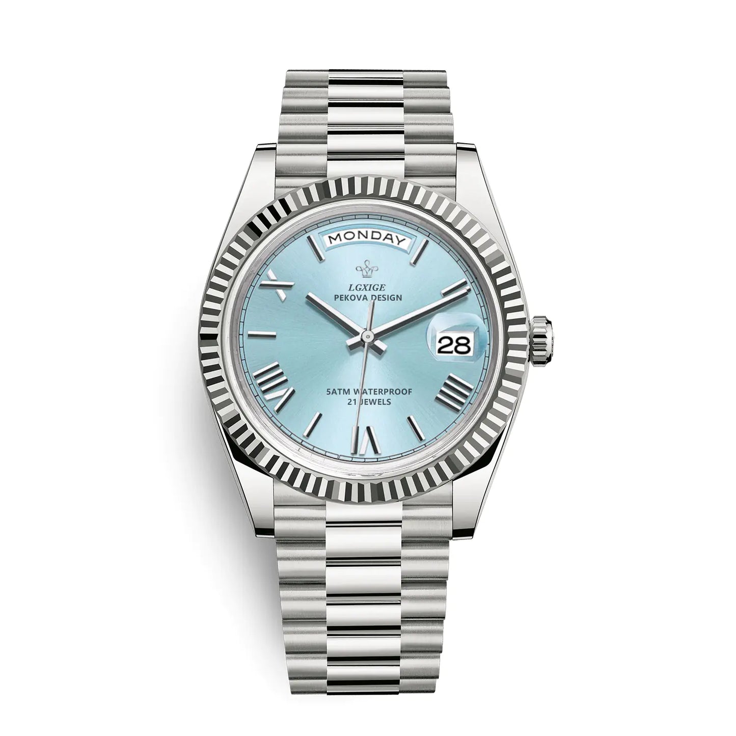 Lgxige Day-Date Style Quartz Watch – Men’s Luxury Homage Timepiece