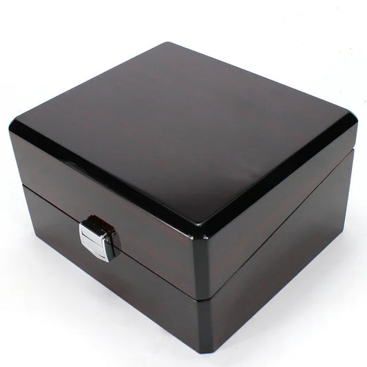 High-Gloss Wooden Single Watch Box – Luxury Lacquer Finish with Leather Cushion